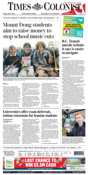 Cover of Times Colonist