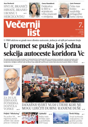 Cover of Vecernji list BiH