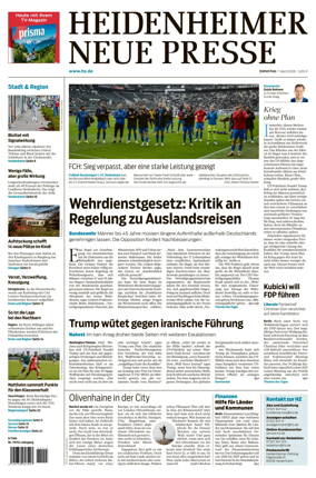 Cover of Heidenheimer Neue Presse