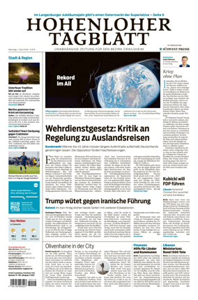 Cover of Hohenloher Tagblatt