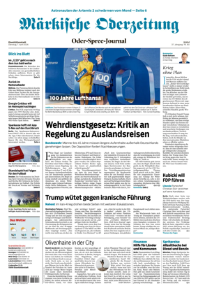 Cover of Markische Oderzeitung Eisenhuttenstadt