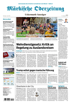 Cover of Markische Oderzeitung Uckermarkanzeiger
