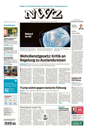 Cover of NWZ – Neue Wurttembergische Zeitung