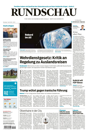 Cover of Rundschau fur den Schwabischen Wald – Der Kocherbote