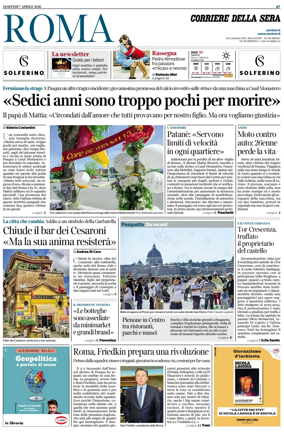 Cover of Corriere della Sera (Roma)