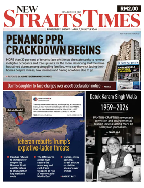 Cover of New Straits Times