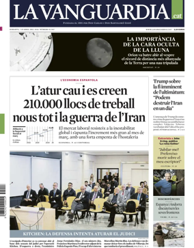 Cover of La Vanguardia (Catalonia - 1st edition)