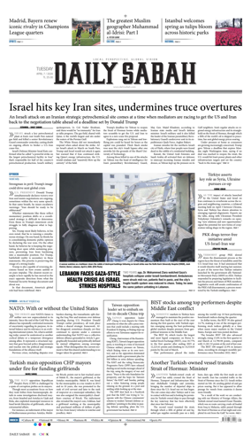 Cover of Daily Sabah (Turkey)