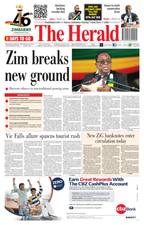 Cover of The Herald (Zimbabwe)