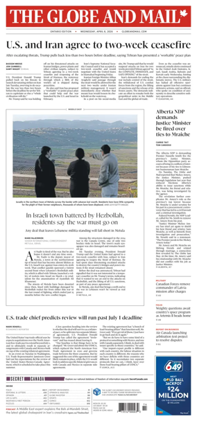 Cover of The Globe and Mail (Ontario Edition)