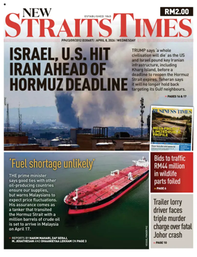 Cover of New Straits Times