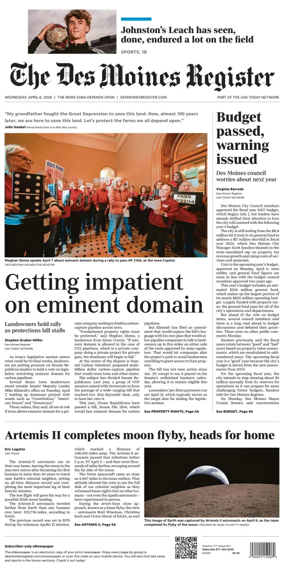 Cover of The Des Moines Register