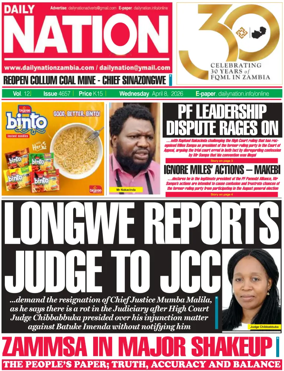 Cover of Daily Nation Newspaper