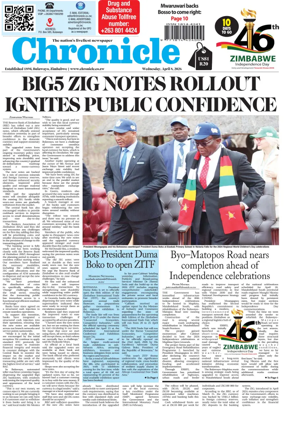 Cover of Chronicle (Zimbabwe)