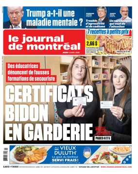 Cover of Le Journal de Montreal