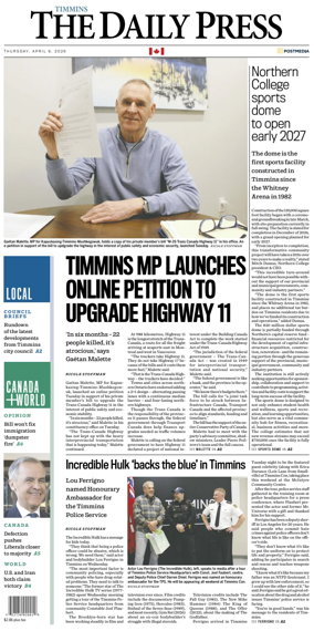 Cover of The Daily Press (Timmins)