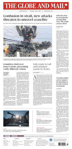 Cover of The Globe and Mail (Alberta Edition)
