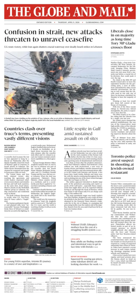 Cover of The Globe and Mail (Ontario Edition)