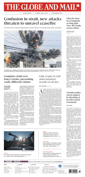 Cover of The Globe and Mail (Prairie Edition)