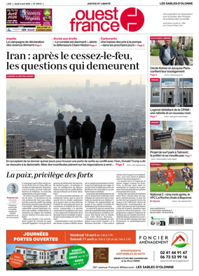 Cover of Ouest France (Les Sables-d'Olonne)