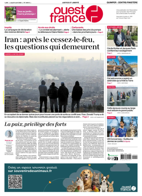 Cover of Ouest-France (Quimper Centre-Finistere)