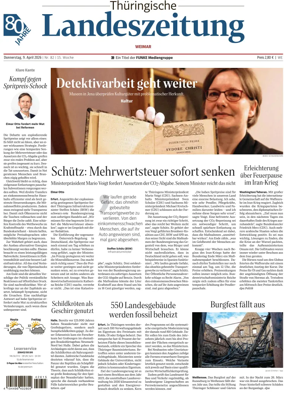 Cover of Thuringische Landeszeitung (Weimar)
