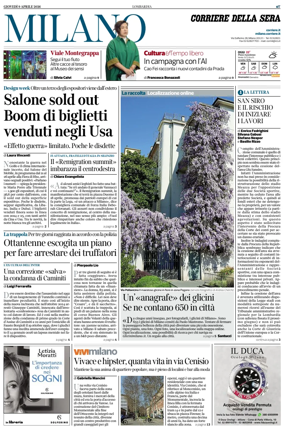 Cover of Corriere della Sera (Milano)