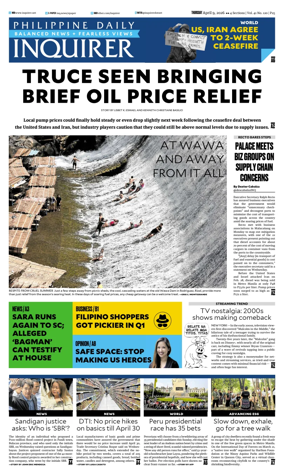 Cover of Philippine Daily Inquirer
