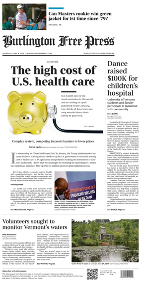 Cover of Burlington Free Press