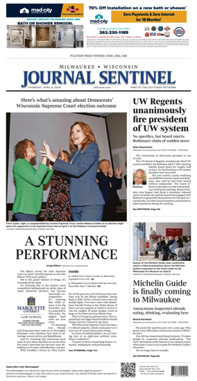 Cover of Milwaukee Journal Sentinel