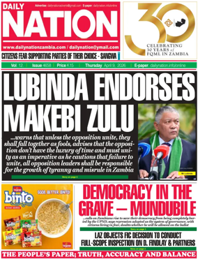 Cover of Daily Nation Newspaper