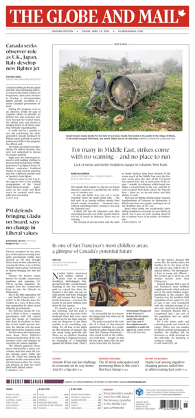 Cover of The Globe and Mail (Ontario Edition)