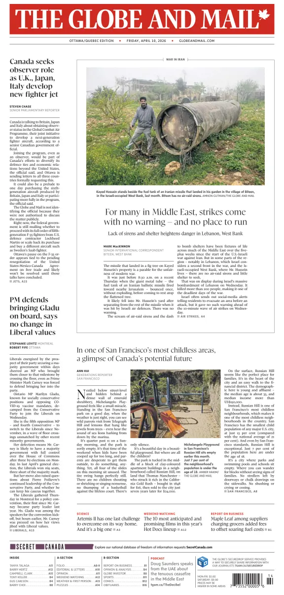 Cover of The Globe and Mail (Ottawa/Quebec Edition)