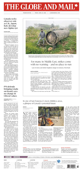 Cover of The Globe and Mail (Prairie Edition)