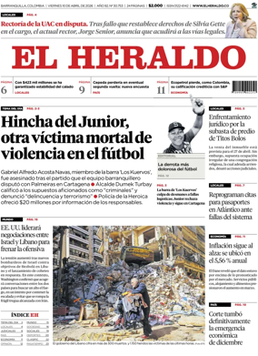 Cover of El Heraldo (Colombia)