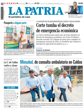 Cover of La Patria (Colombia)