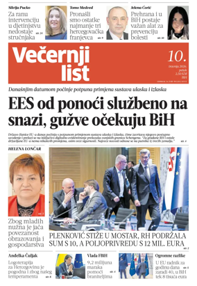 Cover of Vecernji list BiH