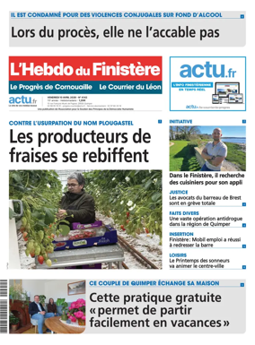 Cover of L'Hebdo du Finistere - Le Progres de Cornouaille Le Courrier du Leon