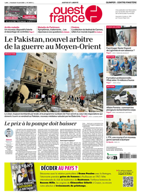 Cover of Ouest-France (Quimper Centre-Finistere)
