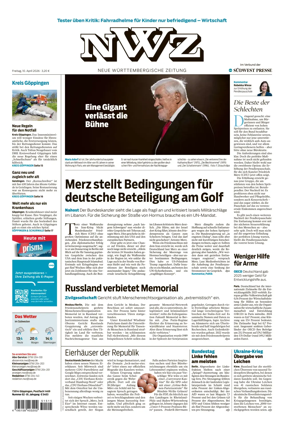 Cover of NWZ – Neue Wurttembergische Zeitung