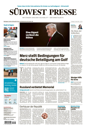 Cover of Sudwest Presse - Metzinger Uracher Volksblatt - Der Ermstalbote