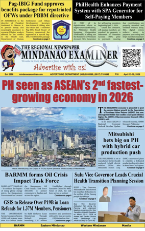 Cover of The Mindanao Examiner Regional Newspaper