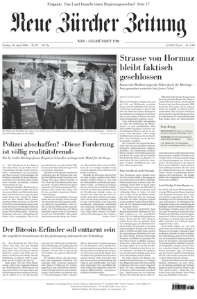 Cover of Neue Zurcher Zeitung