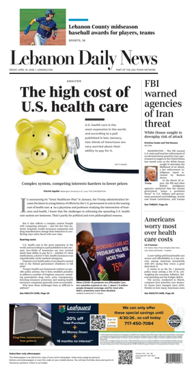Cover of Lebanon Daily News