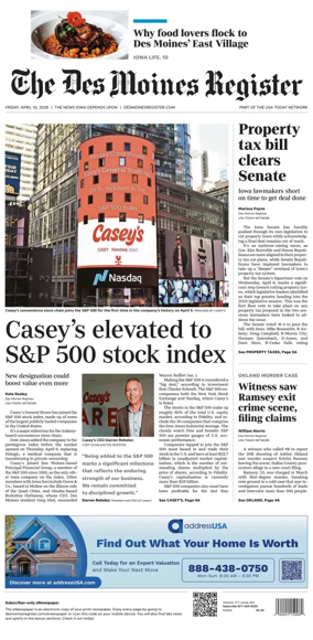 Cover of The Des Moines Register