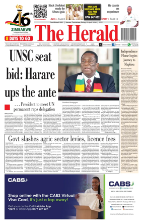 Cover of The Herald (Zimbabwe)