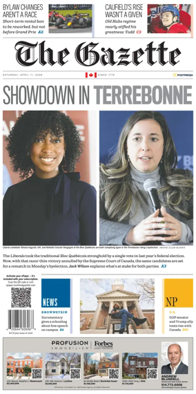 Cover of Montreal Gazette