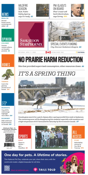 Cover of Saskatoon StarPhoenix