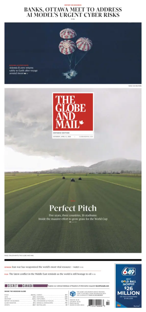 Cover of The Globe and Mail (Ontario Edition)