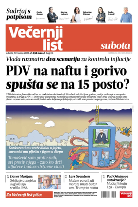 Cover of Vecernji list - Zagreb